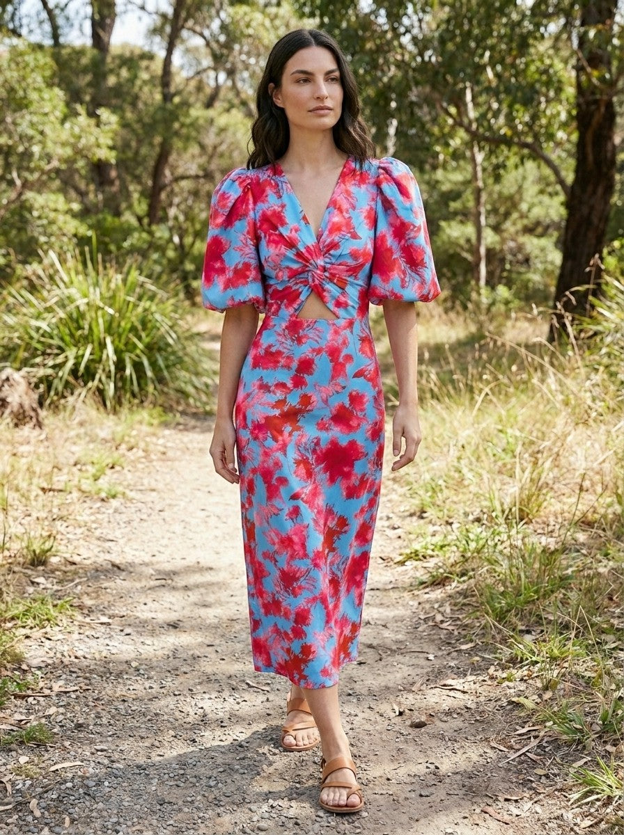 Abito Midi Moderno da Donna | Abito Elegante Formale Modellante per Invitati a Matrimoni