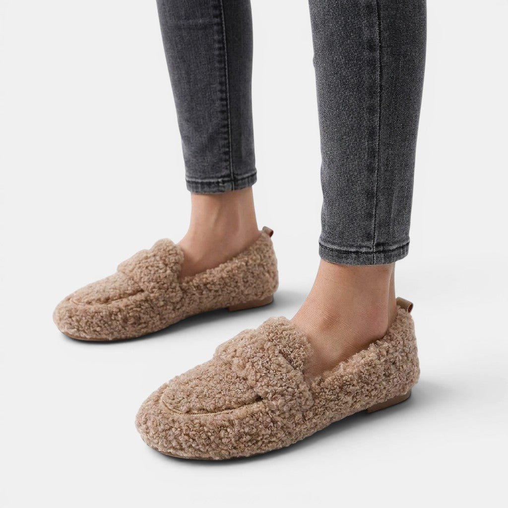 Womens Plush Fabric Moccasins | Cozy Elegant Indoor Slippers 4