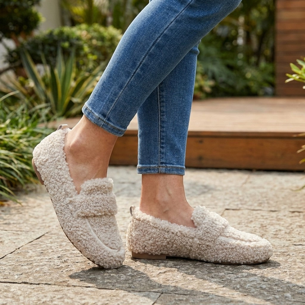 Womens Plush Fabric Moccasins | Cozy Elegant Indoor Slippers 2