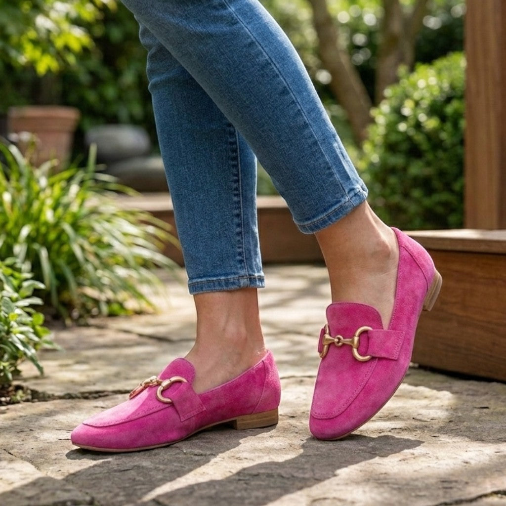 Womens Premium Suede Loafers | Elegant Slip-On Comfort Flats with Classic Horsebit Detail 1
