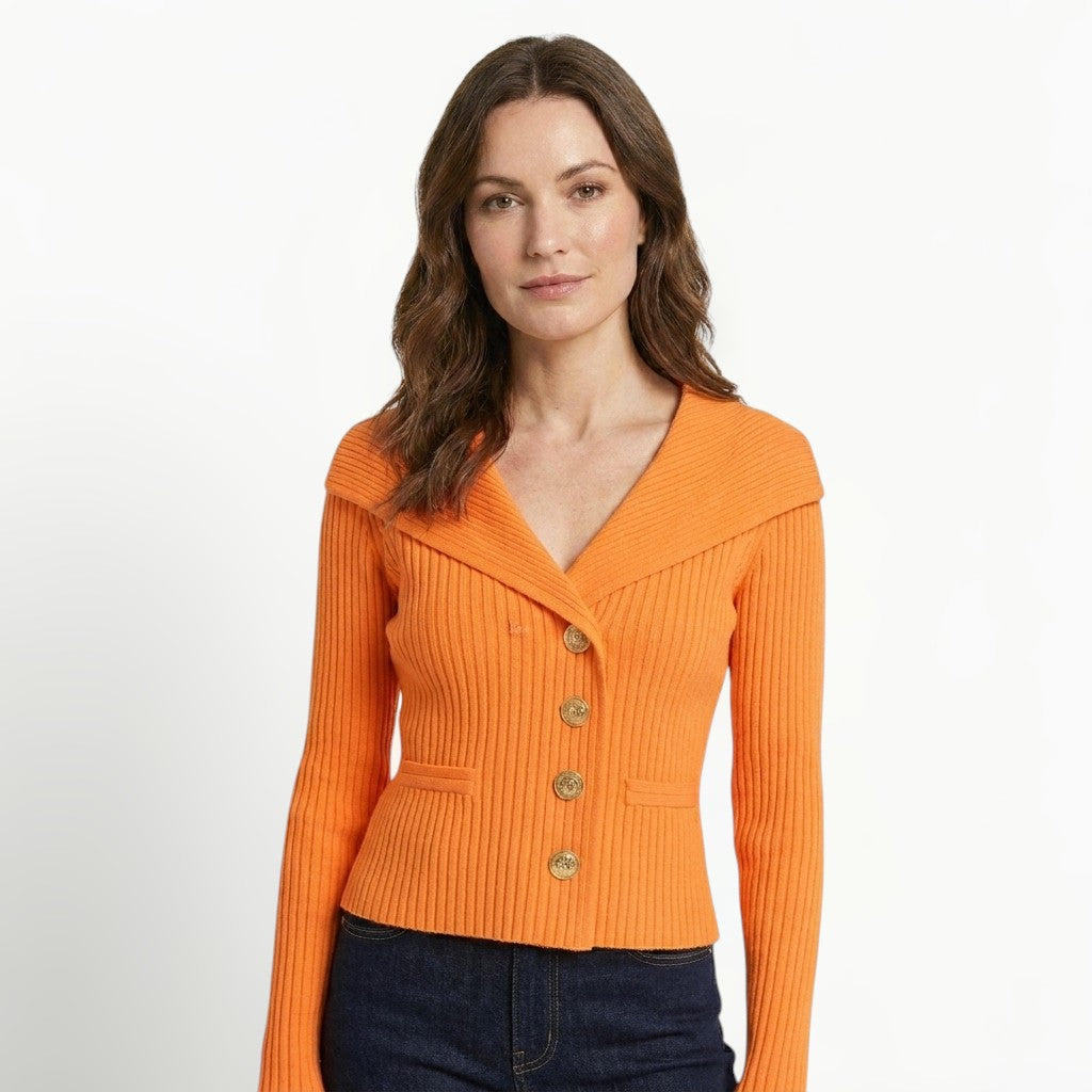 Womens Ribbed Knit Off-Shoulder Cardigan | Elegant Slim-Fit Sweater for Autumn and Winter 16