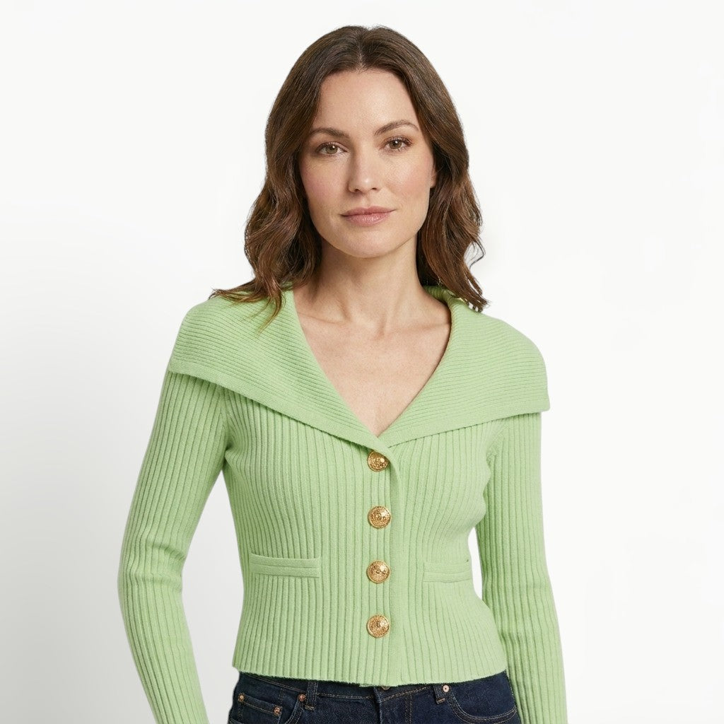 Womens Ribbed Knit Off-Shoulder Cardigan | Elegant Slim-Fit Sweater for Autumn and Winter 14