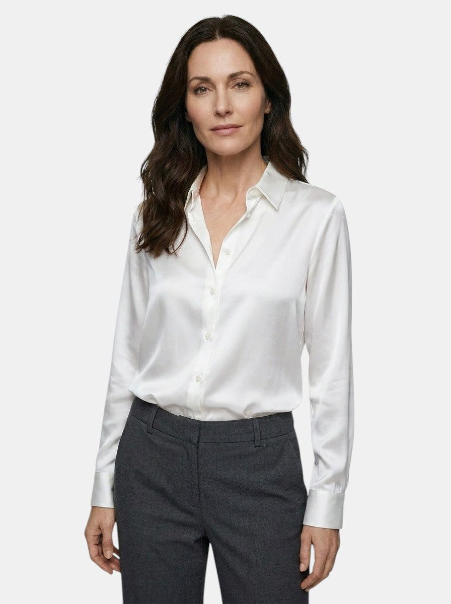 Womens Satin Blend Blouse | Elegant Relaxed Fit Top for All-Season Wear 5
