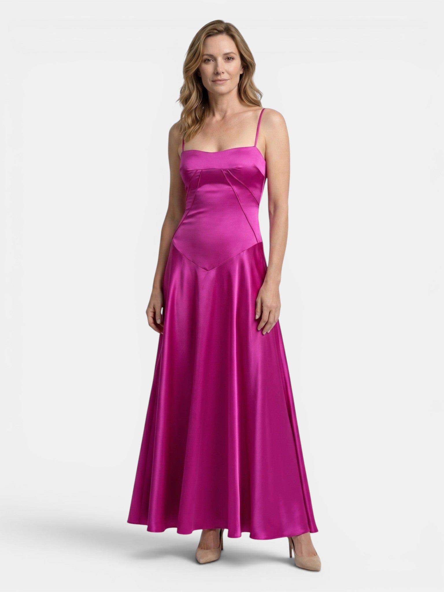 Women's Satin Corset Maxi Dress | Structured Elegant Evening Gown