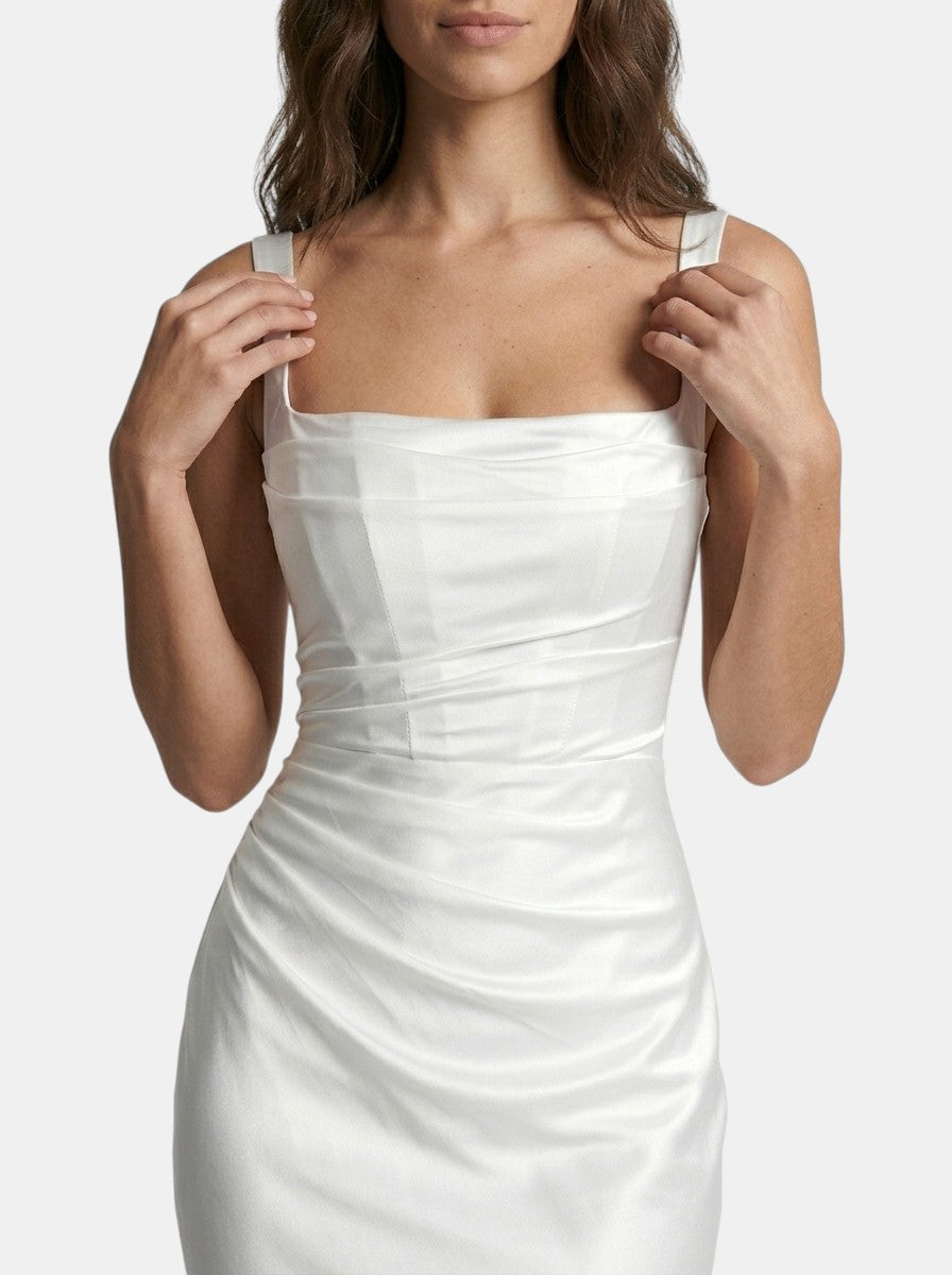 Robe longue en satin pour femme | Robe de soirée élégante plissée