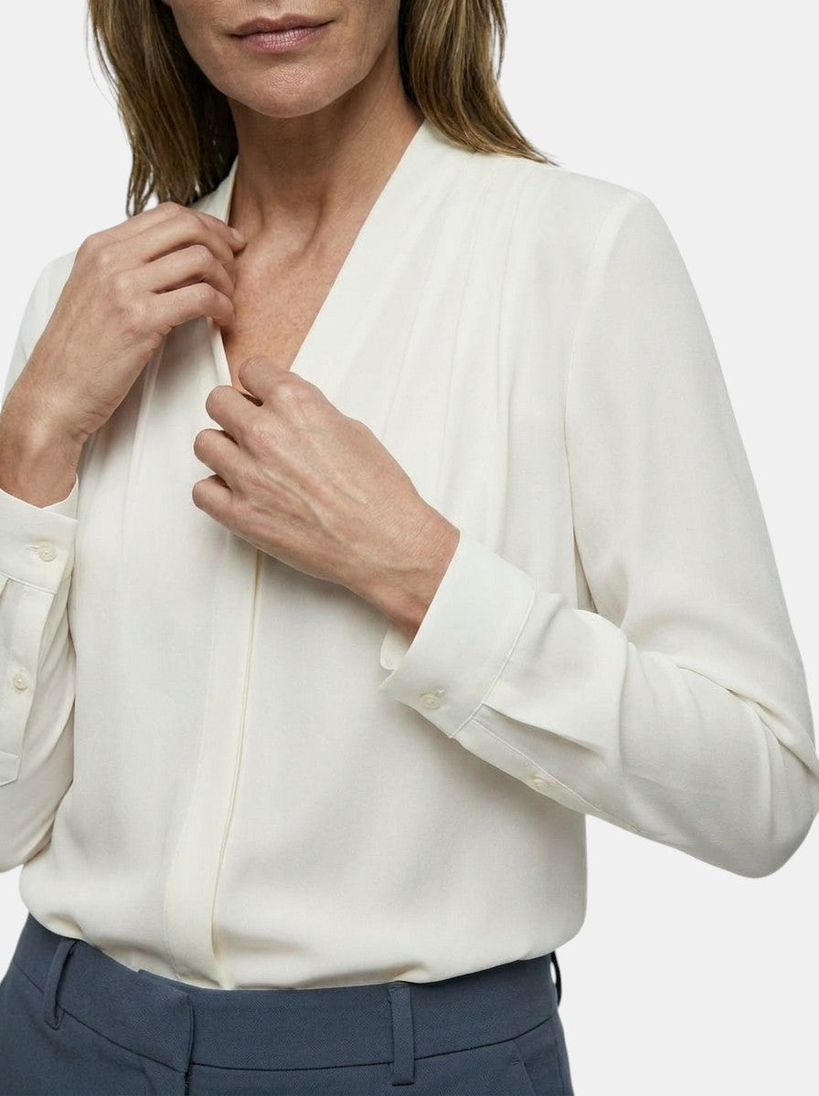 Blusa de satén para mujer con mangas abullonadas | Top de verano elegante y entallado para mujer
