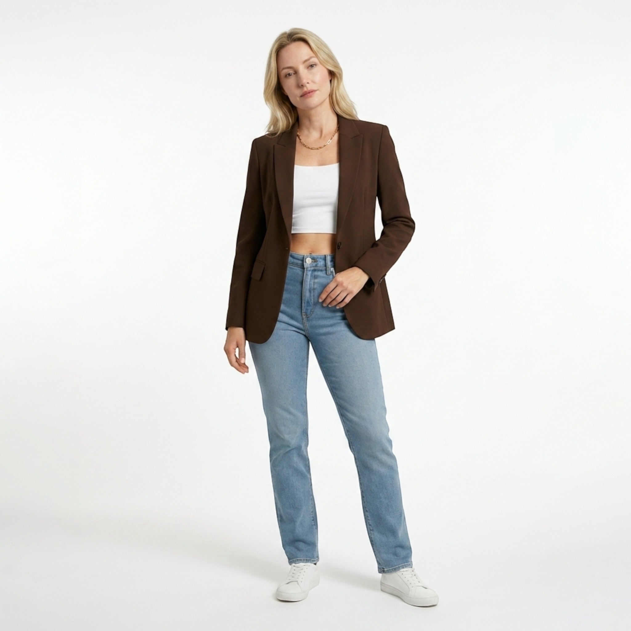 Womens Smooth Woven Blazer | Tailored Black Blazer for Women | Elegant Work Jacket 3