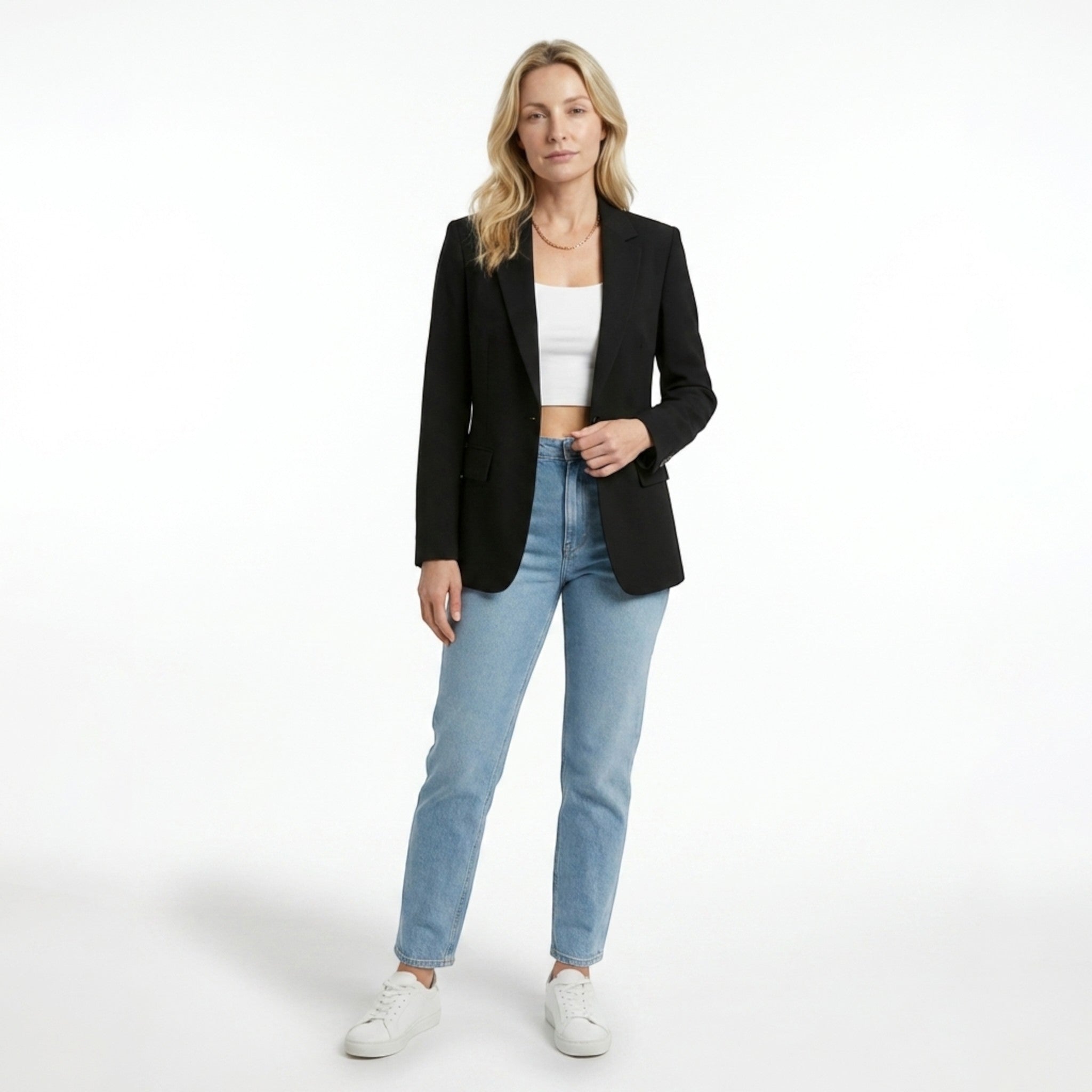 Womens Smooth Woven Blazer | Tailored Black Blazer for Women | Elegant Work Jacket 9