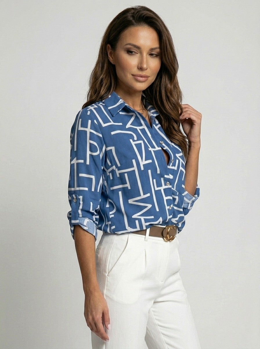 Blusa femenina suave con estampado abstracto | Top elegante ligero y aireado
