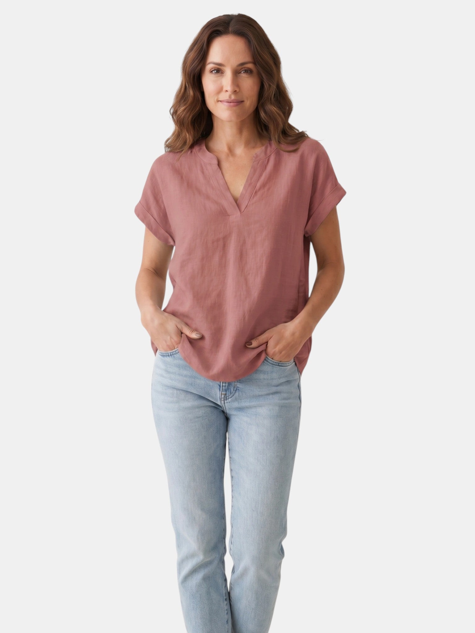 Blusa bianca da donna in tessuto morbido | Top estivo a scollo a V e vestibilità comoda