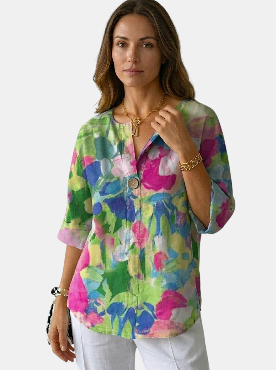 Blusa da donna con stampa floreale morbida | Top estivo leggero e casual | Camicia elegante a vestibilità rilassata