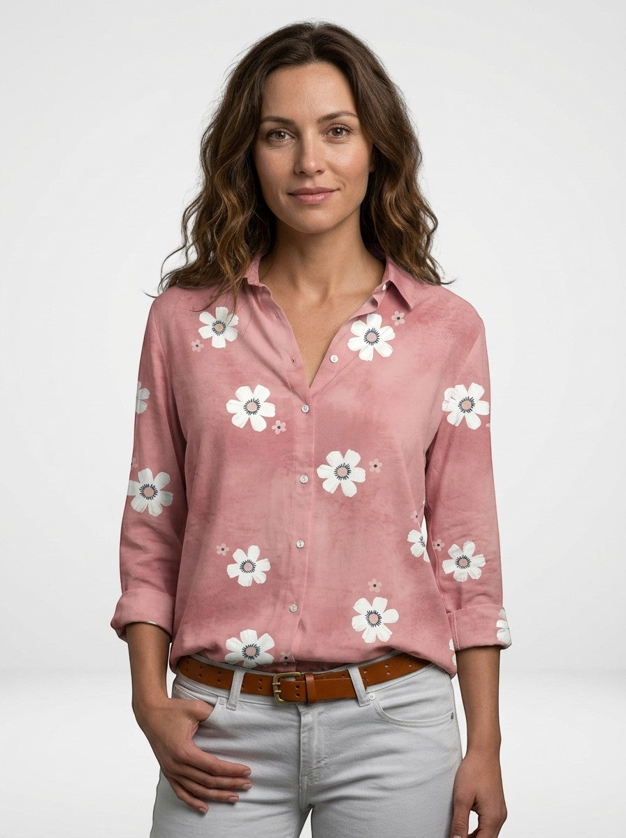 Blusa da donna morbida con stampa floreale | Top estivo a maniche lunghe e vestibilità comoda