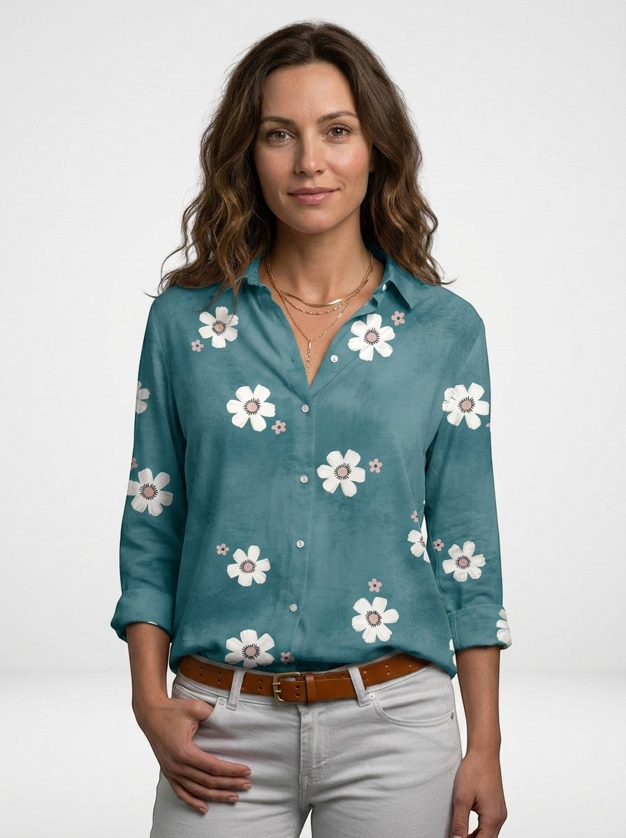 Blusa da donna morbida con stampa floreale | Top estivo a maniche lunghe e vestibilità comoda