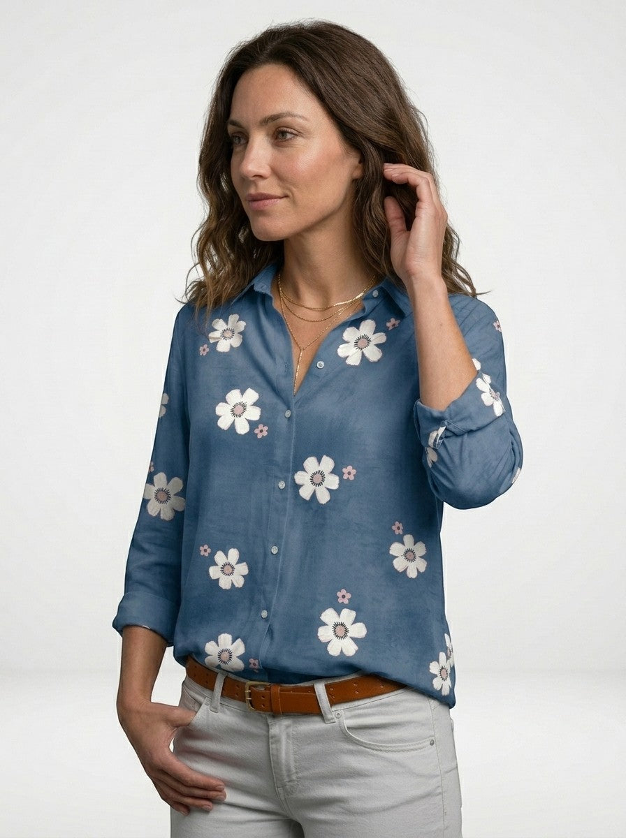 Blusa da donna morbida con stampa floreale | Top estivo a maniche lunghe e vestibilità comoda