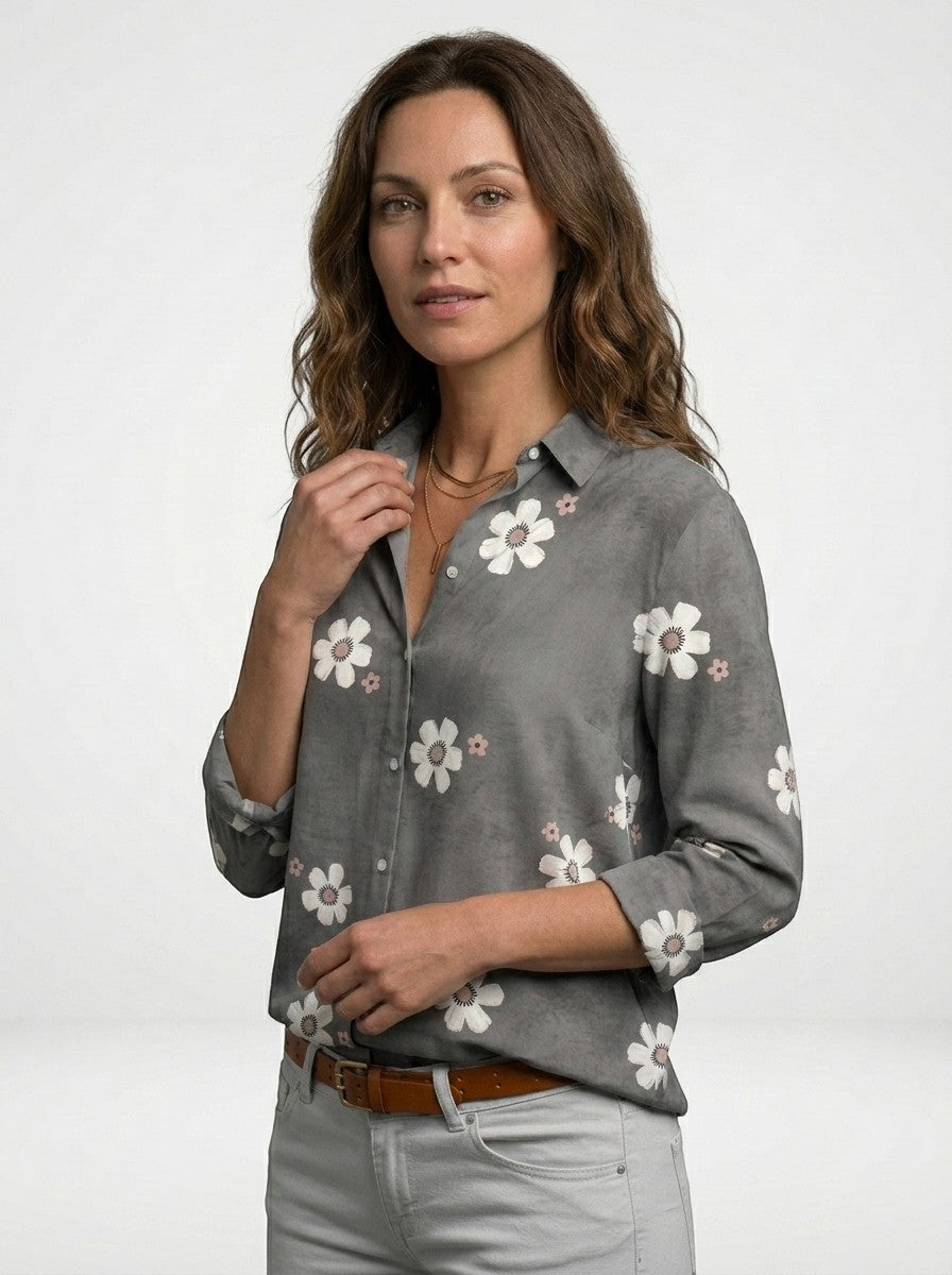 Blusa da donna morbida con stampa floreale | Top estivo a maniche lunghe e vestibilità comoda