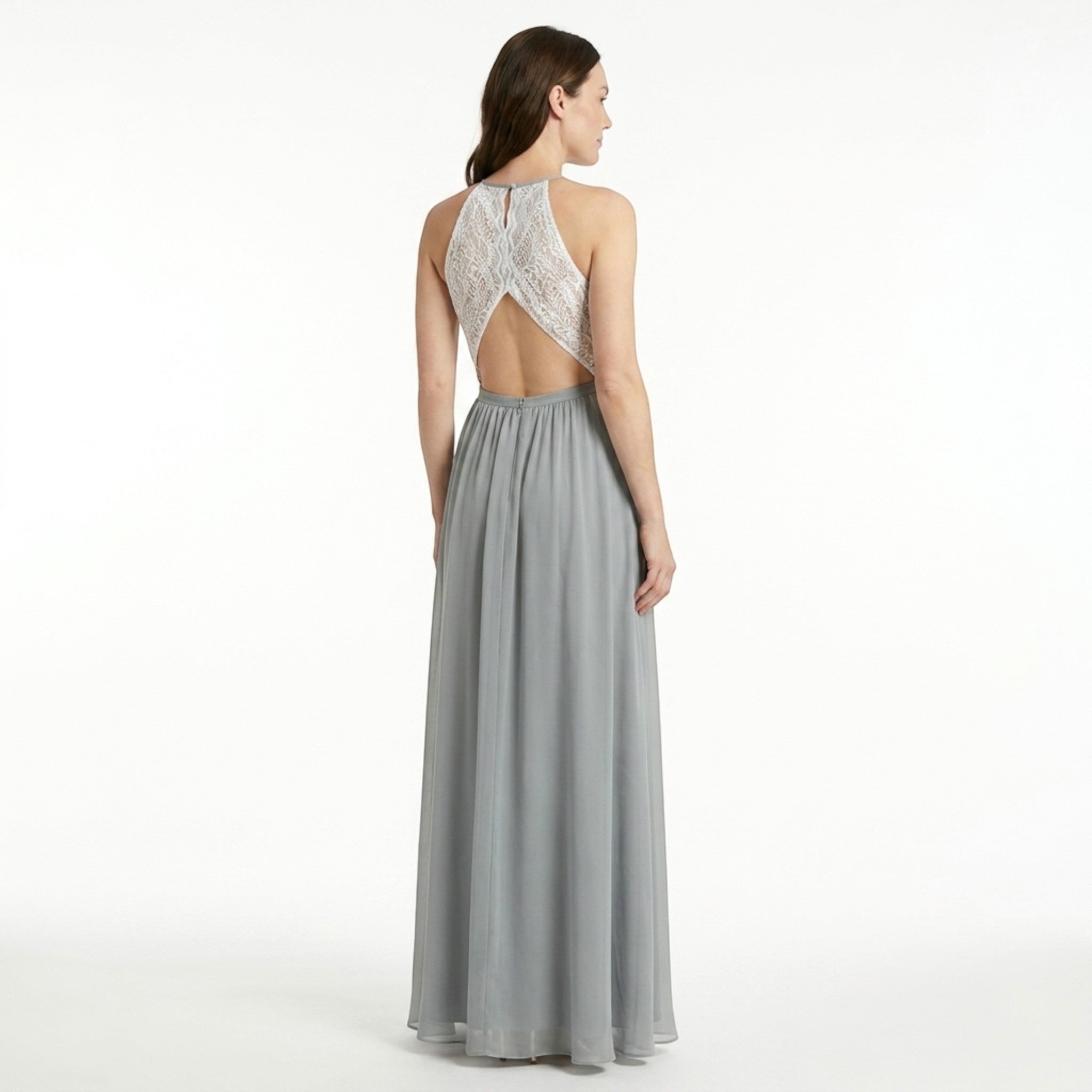 Robe longue douce à couches pour femme | Col halter élégant pour occasions estivales