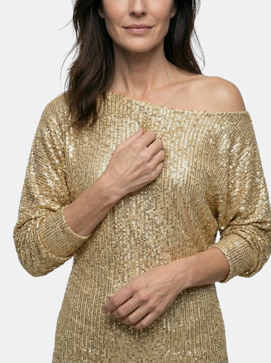 Abito Mini da Donna con Paillettes Scintillanti | Elegante Abito da Cocktail a Maniche Lunghe con Vestibilità Comoda