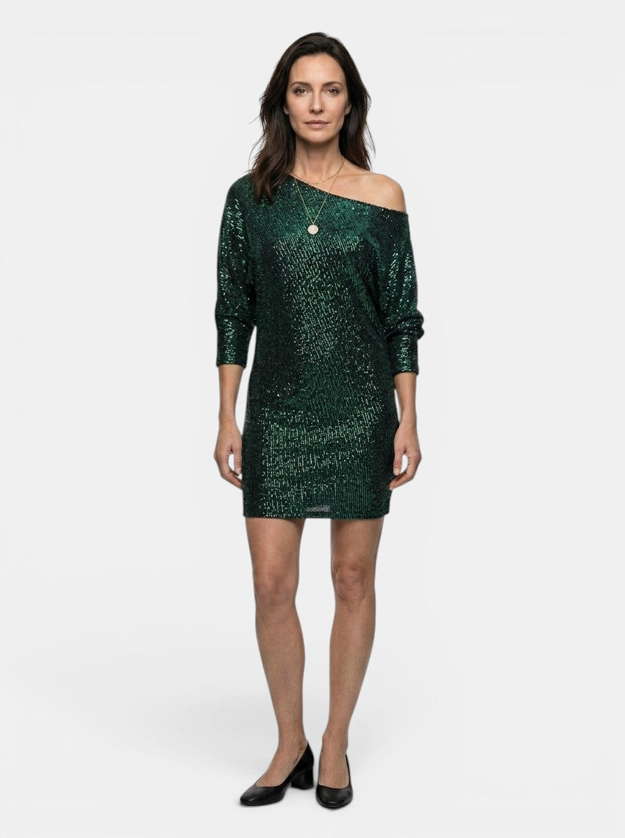 Abito Mini da Donna con Paillettes Scintillanti | Elegante Abito da Cocktail a Maniche Lunghe con Vestibilità Comoda