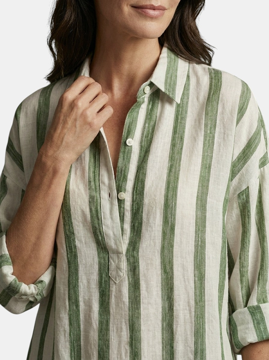 Womens Striped Cotton Maxi Dress | Elegant Long Sleeve Casual Dress 5