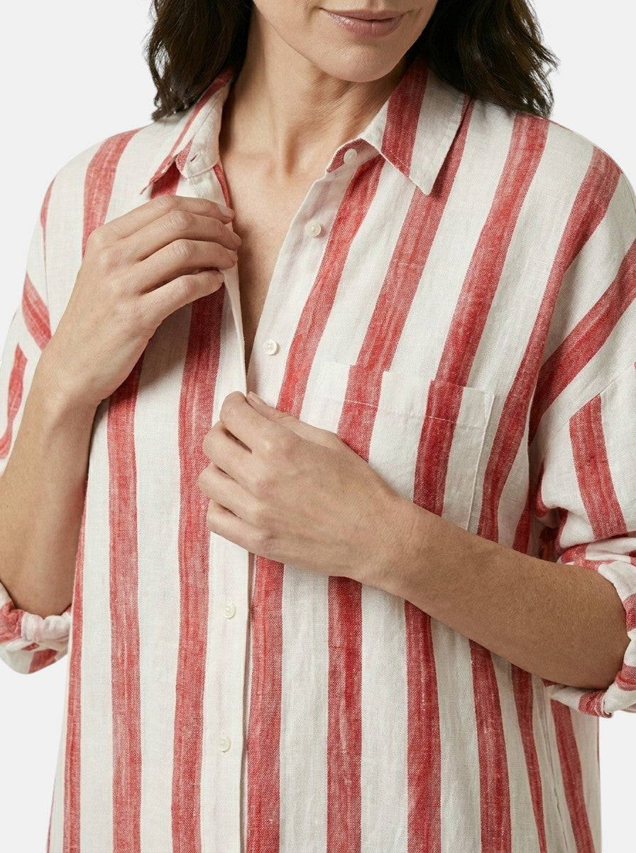 Womens Striped Cotton Maxi Dress | Elegant Long Sleeve Casual Dress 7