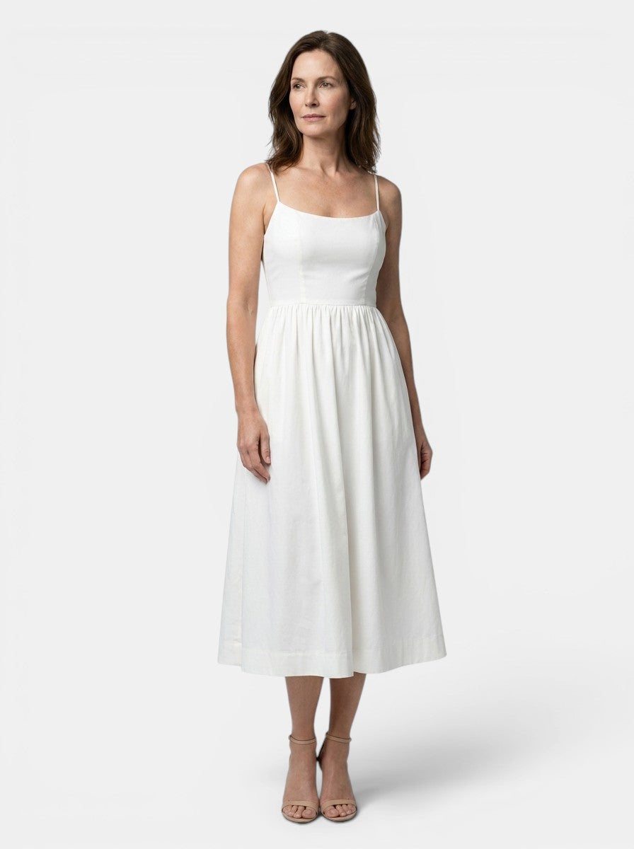 Abito midi a linea A strutturato da donna | Abbigliamento minimalista per invitata a matrimonio