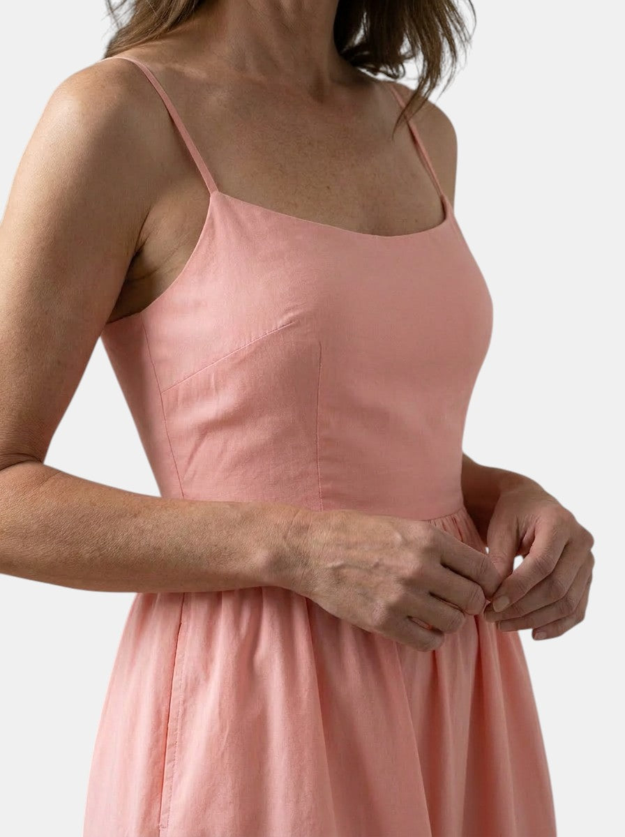 Abito midi a linea A strutturato da donna | Abbigliamento minimalista per invitata a matrimonio