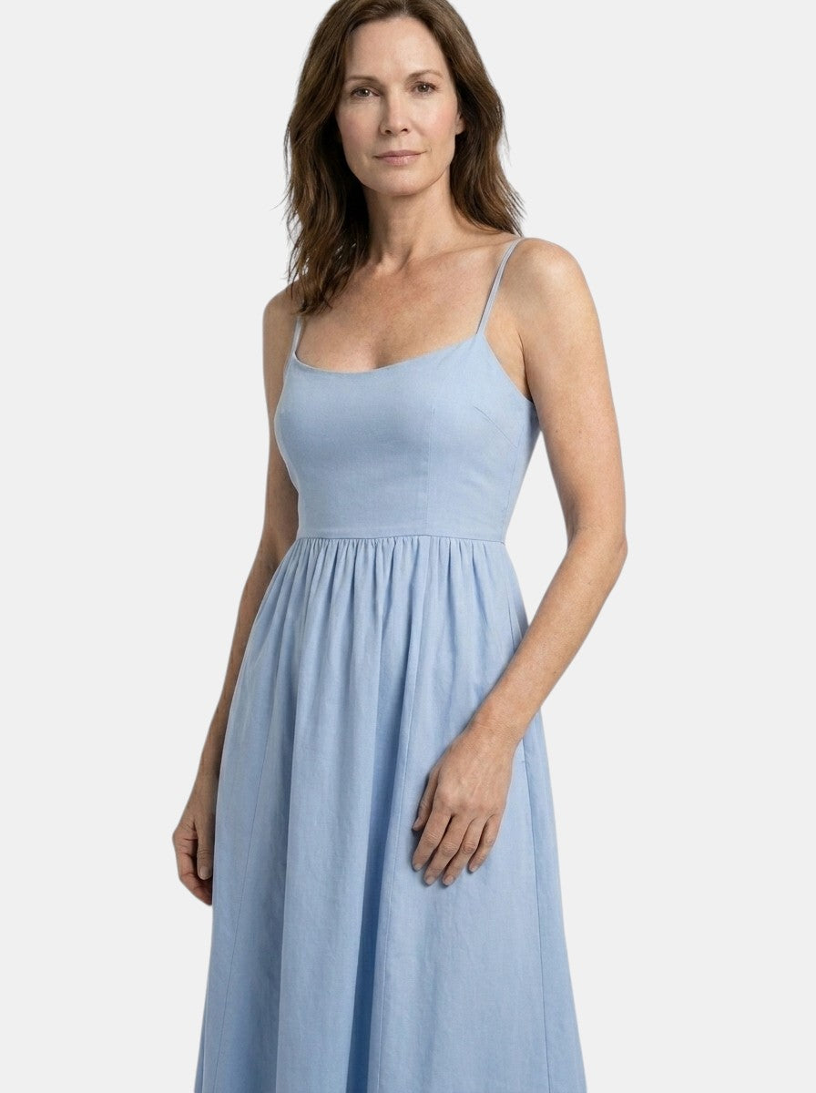 Abito midi a linea A strutturato da donna | Abbigliamento minimalista per invitata a matrimonio