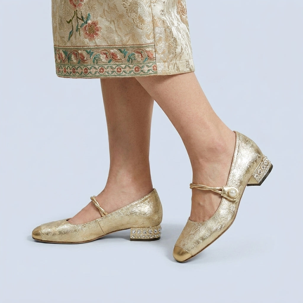 Womens Synthetic Orthopedic Mary Jane Shoes | Elegant Vintage Style with Low Block Heel 4