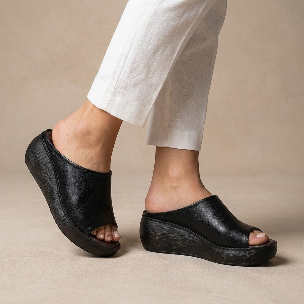 Women's Synthetic Platform Slide Sandals | Comfortable Open Toe Summer Footwear