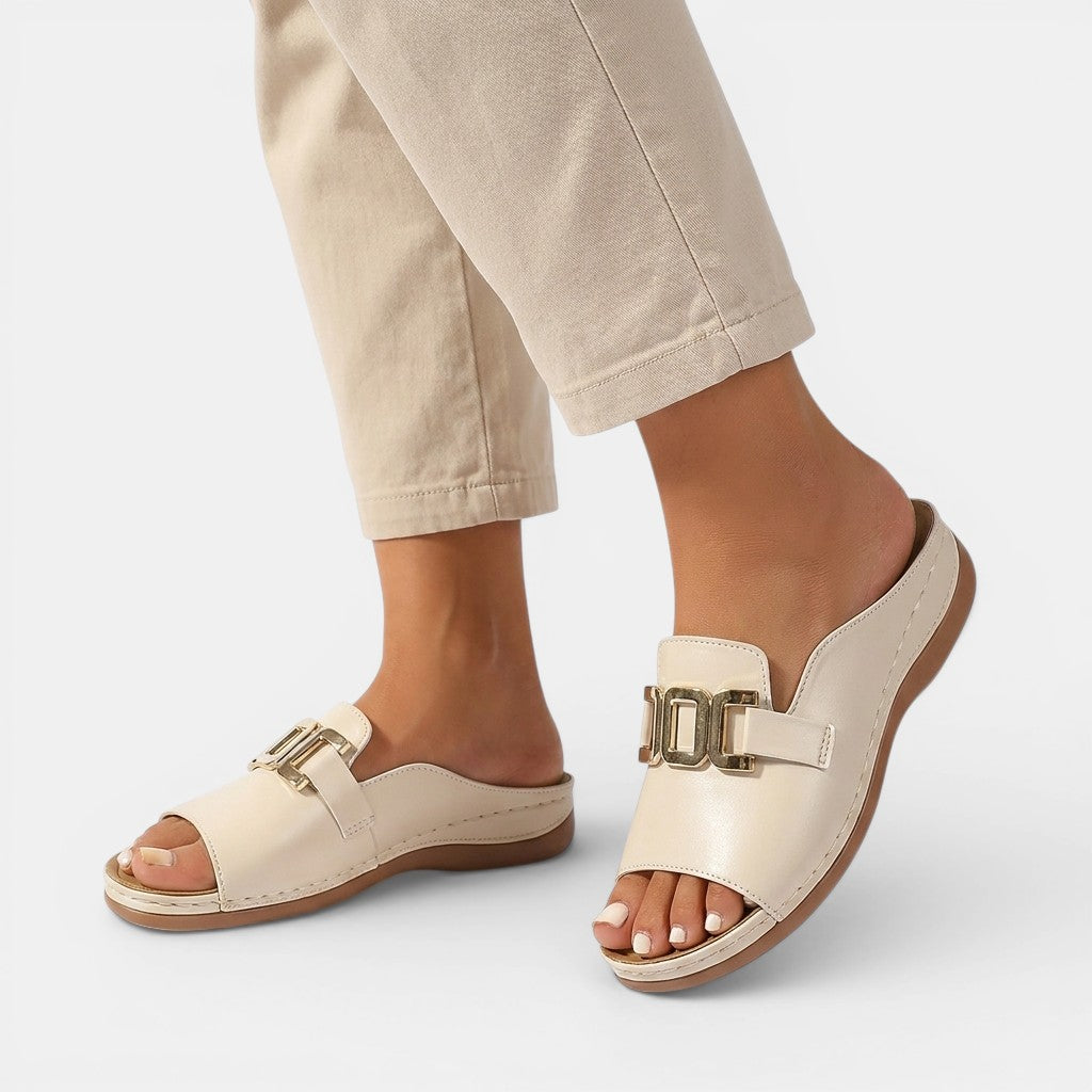 Womens Vegan Leather Wedge Sandals | Elegant Orthopedic Comfort Shoes 4