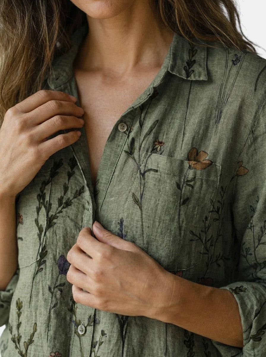 Blusa vintage estampada para mujer | Top de verano fresco y de corte relajado