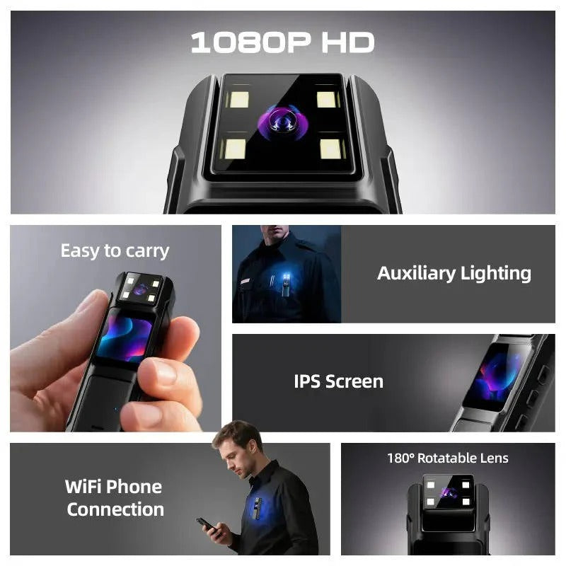 1080P Wearable Body Camera with Night Vision, Motion Detection and Wide Angle Rotatable Lens 1