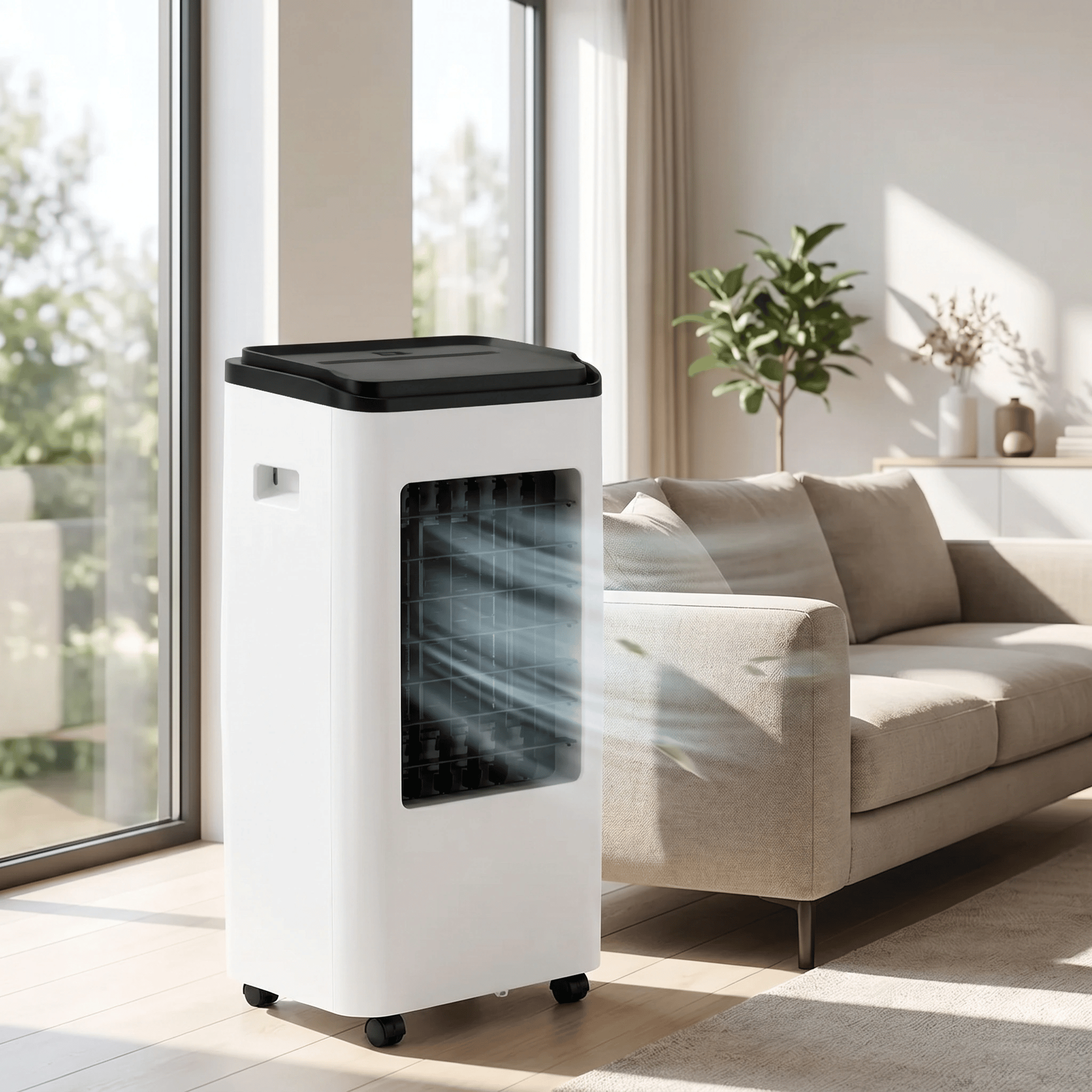 Aire Acondicionado Portátil 3 en 1 12000 BTU | Funciones de Enfriamiento, Deshumidificación y Ventilador | Adecuado para Áreas de hasta 51 m²