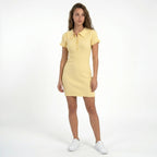 Vestido mini bodycon de punto acanalado para mujer | Elegante diseño con cuello y botones frontales