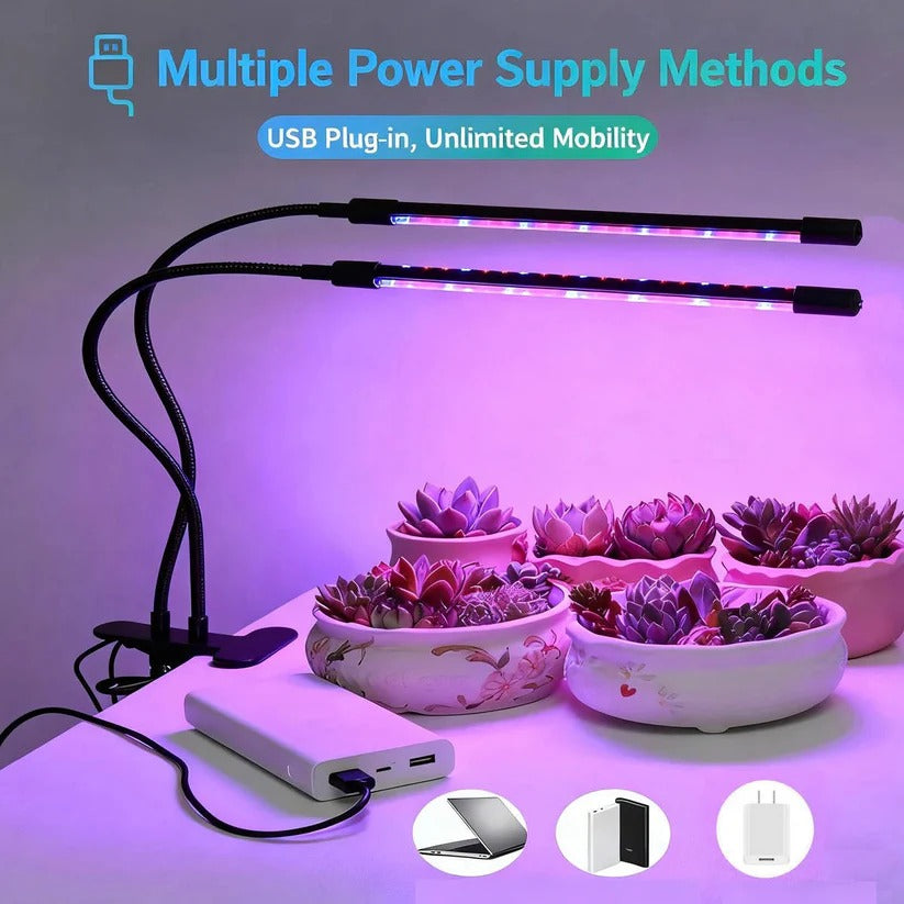 Clip On Plant Grow Light with Timer and Dual Gooseneck Arms for Indoor Use 5
