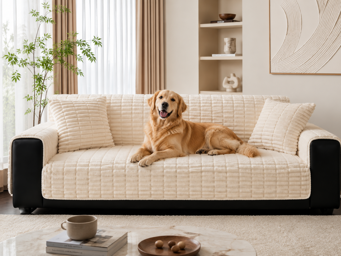 Cozy Flannel | Waterproof Sofa Cover with Non-Slip Backing | Pet-Friendly Protection for Ultimate Comfort 1