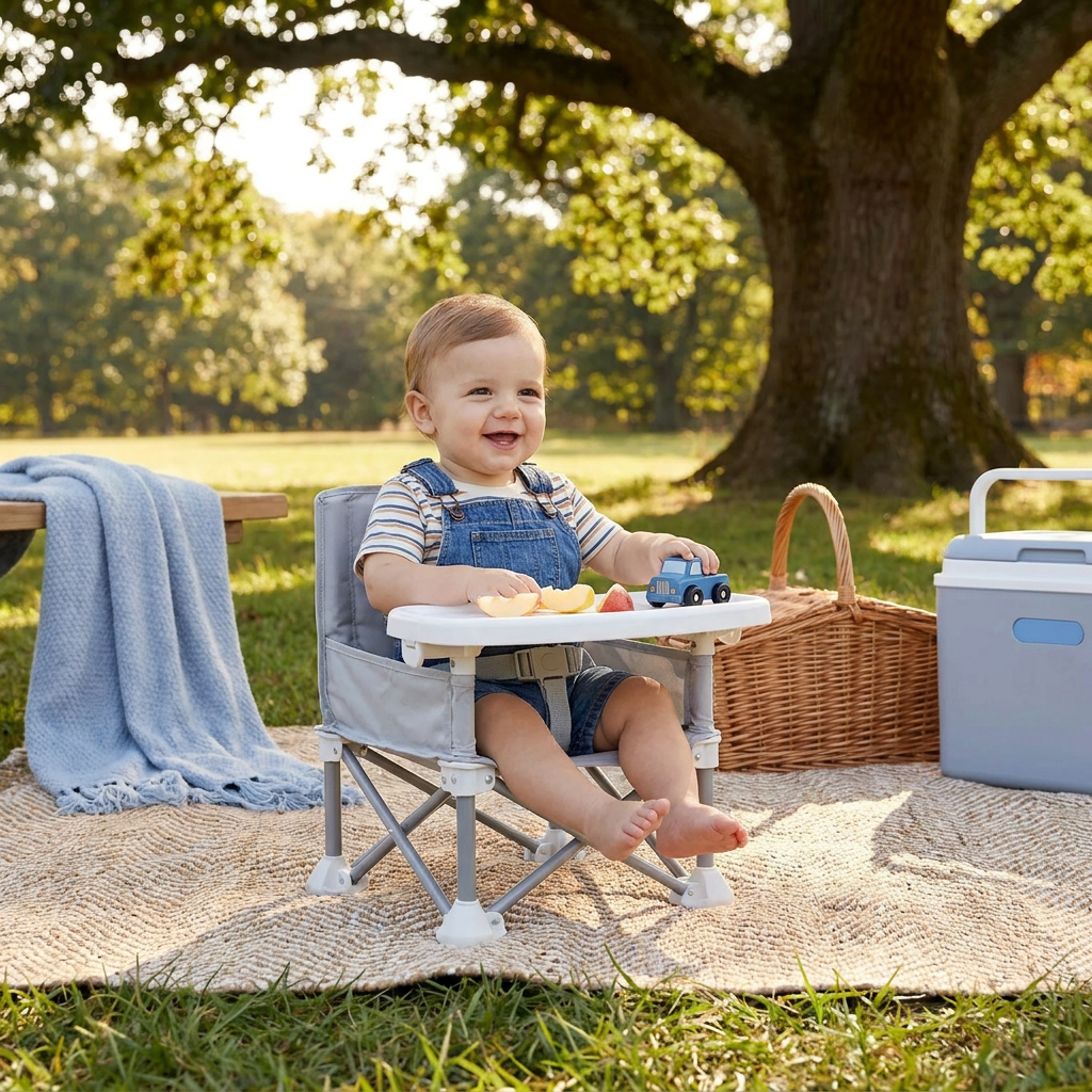Foldable Baby Camping Chair with Tray for On the Go 1