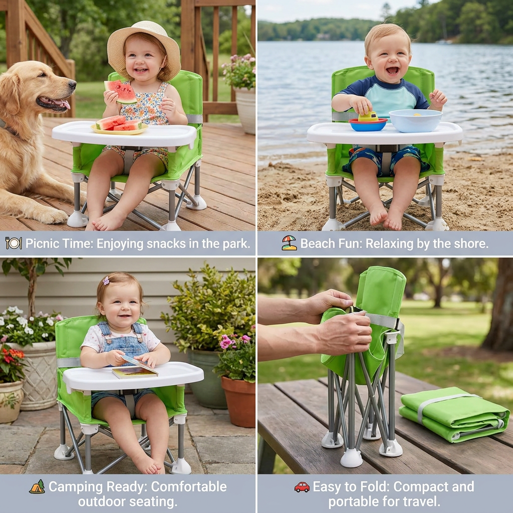 Foldable Baby Camping Chair with Tray for On the Go 5