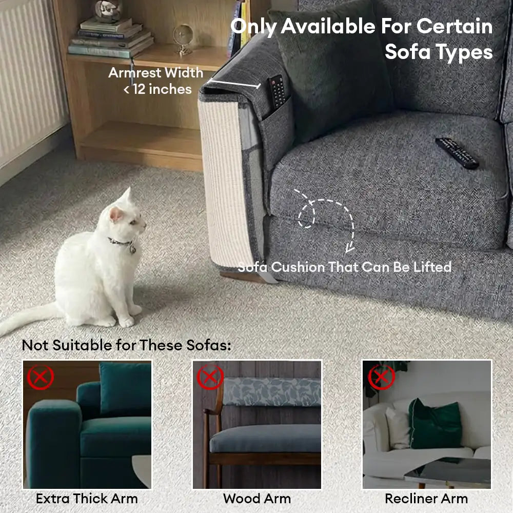Fully Wrapped Cat Scratcher Mat Faux Sisal Sofa Armrest Protection for Cats 5