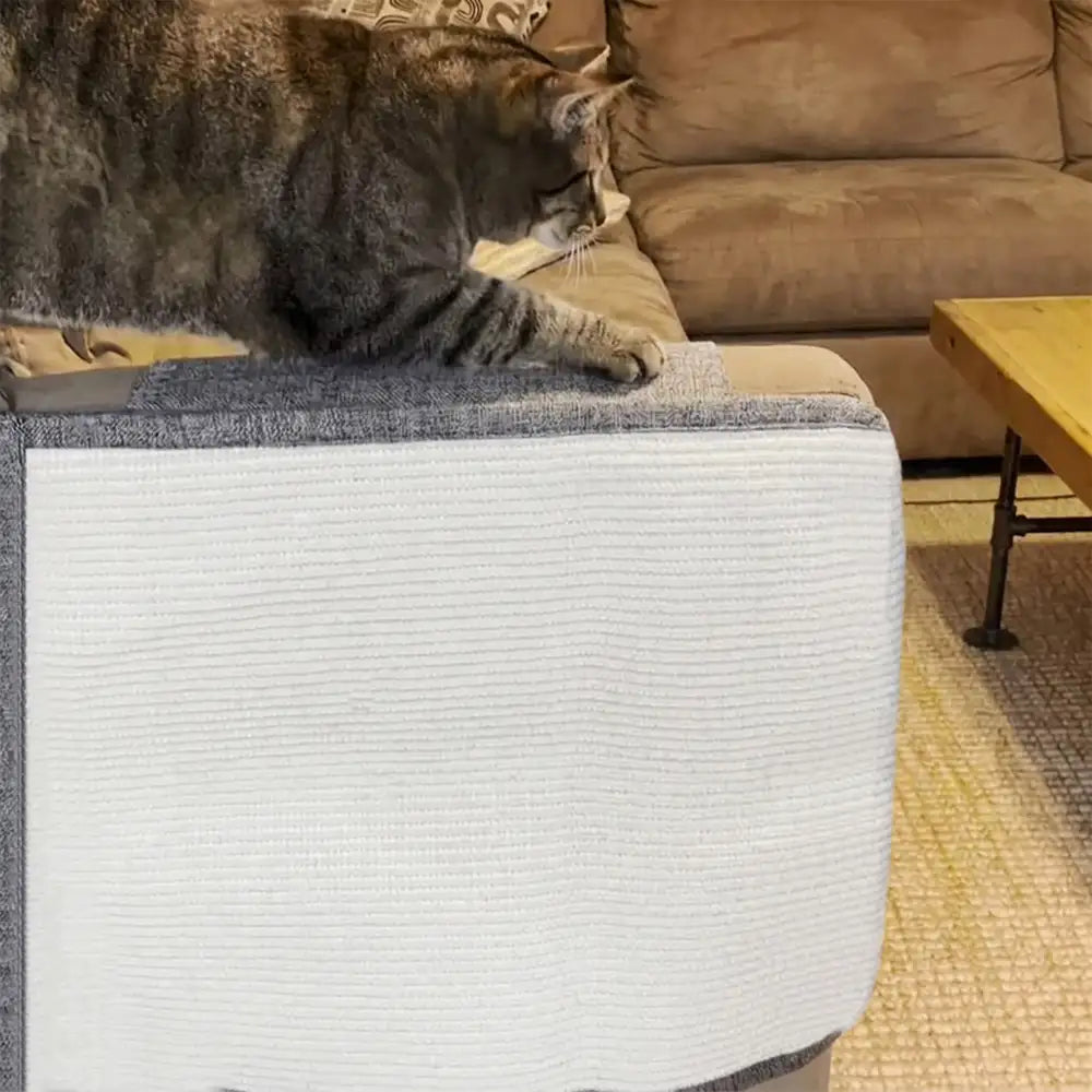 Fully Wrapped Cat Scratcher Mat Faux Sisal Sofa Armrest Protection for Cats 6