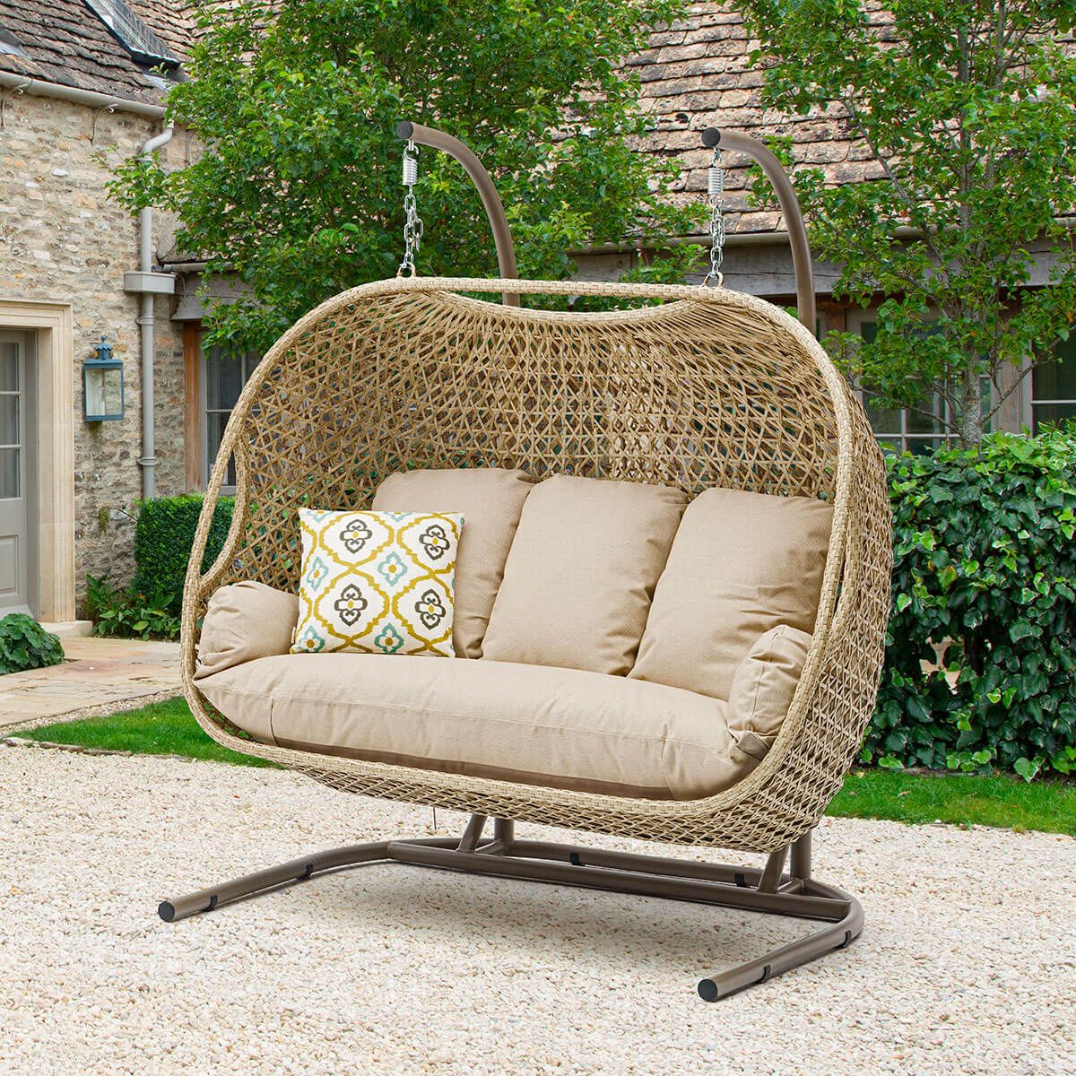 Garden Hanging Egg Chair with Stand | Outdoor Cocoon Swing Chair 0