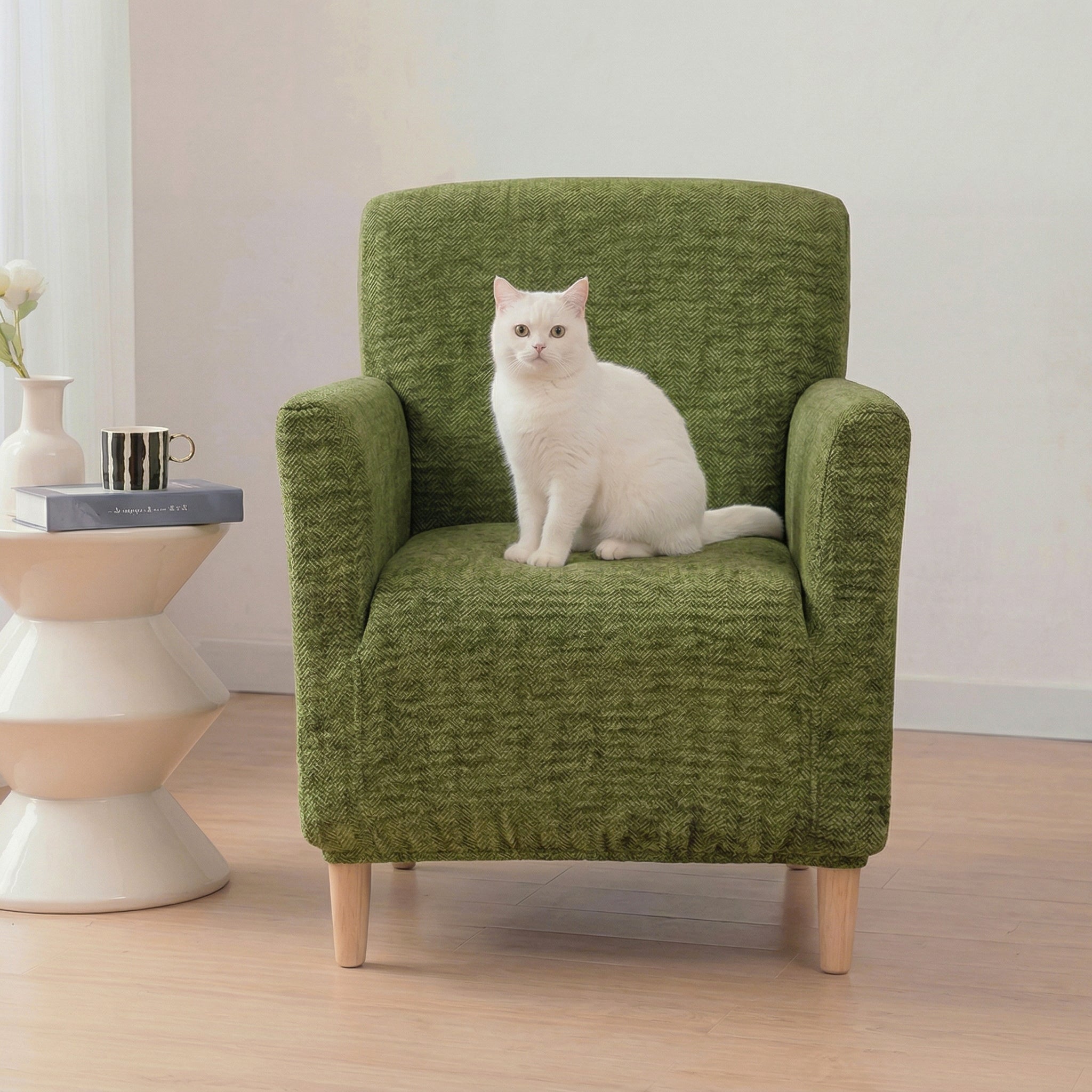 Herringbone Full Coverage Comfortable Scratch-Resistant Sofa Protection Magic Armchair Cover 0