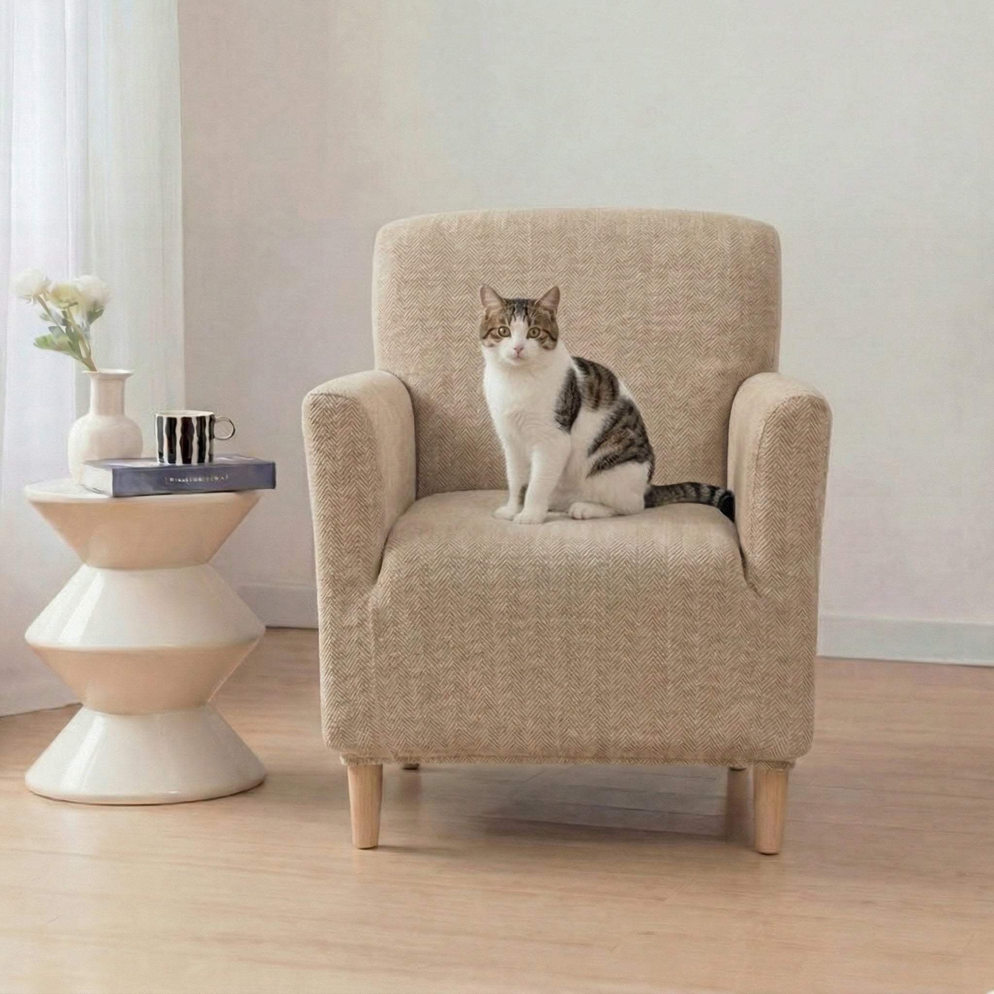 Herringbone Full Coverage Comfortable Scratch-Resistant Sofa Protection Magic Armchair Cover 5