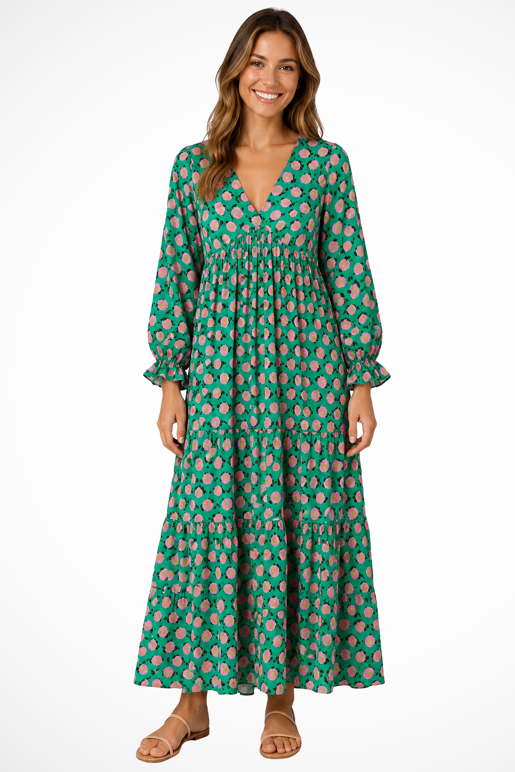 Imogen | Women V Neck Boho Tiered Maxi Summer Dress 1
