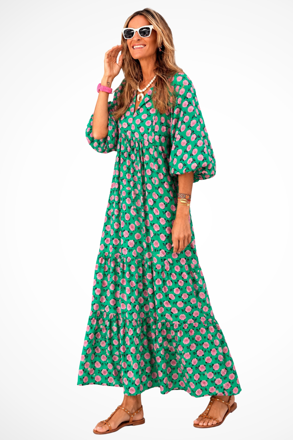 Imogen | Women V Neck Boho Tiered Maxi Summer Dress 2