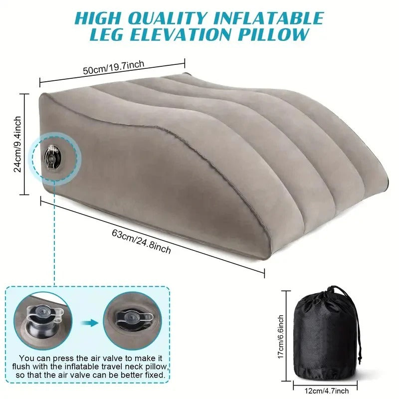 Inflatable Leg Rest Pillow with Adjustable Elevation and Storage 7