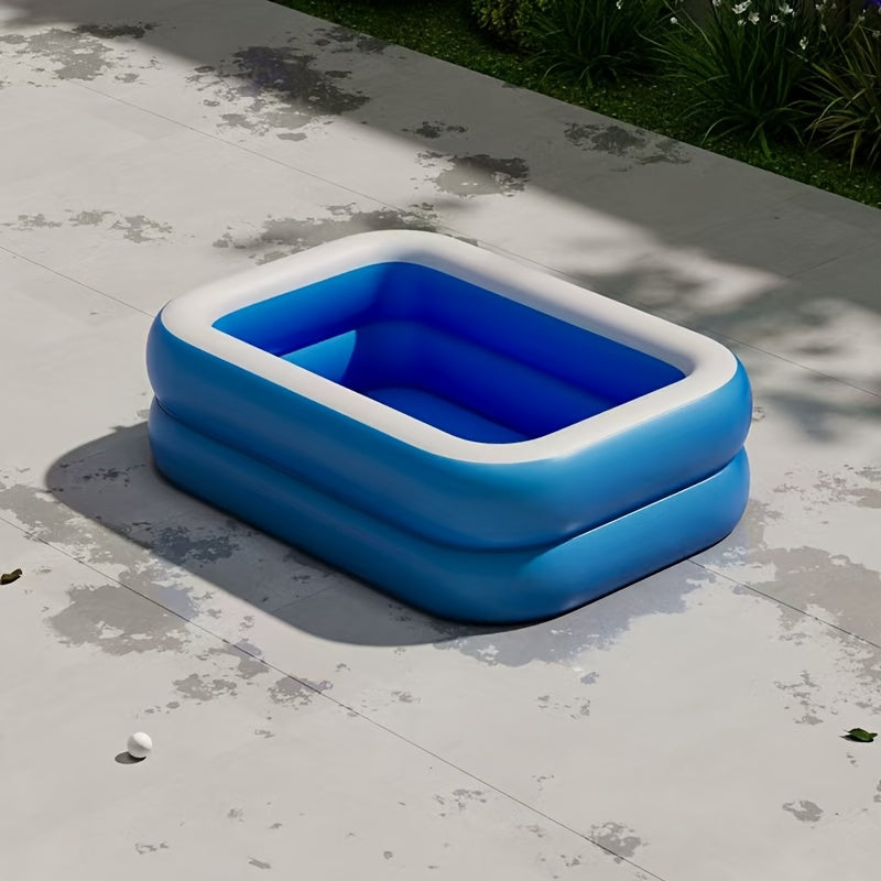 Inflatable Rectangular Family Swimming Pool | 3-Ring Outdoor Garden Pool 3