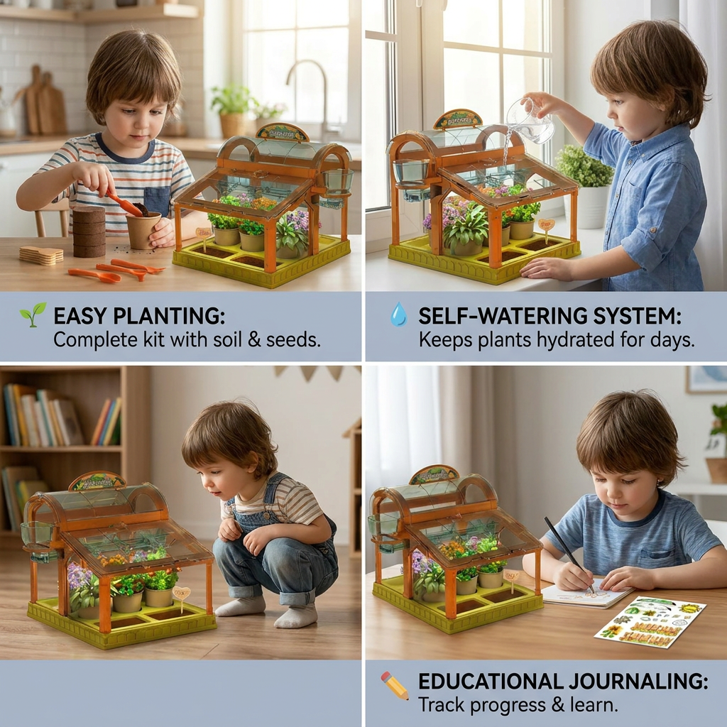 LED Acrylic Kids Greenhouse – Indoor Plant Growing Kit for Learning & Fun 4