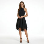 Vestido mini ligero con volantes para mujer | Elegante vestido de cóctel de verano con cuello halter
