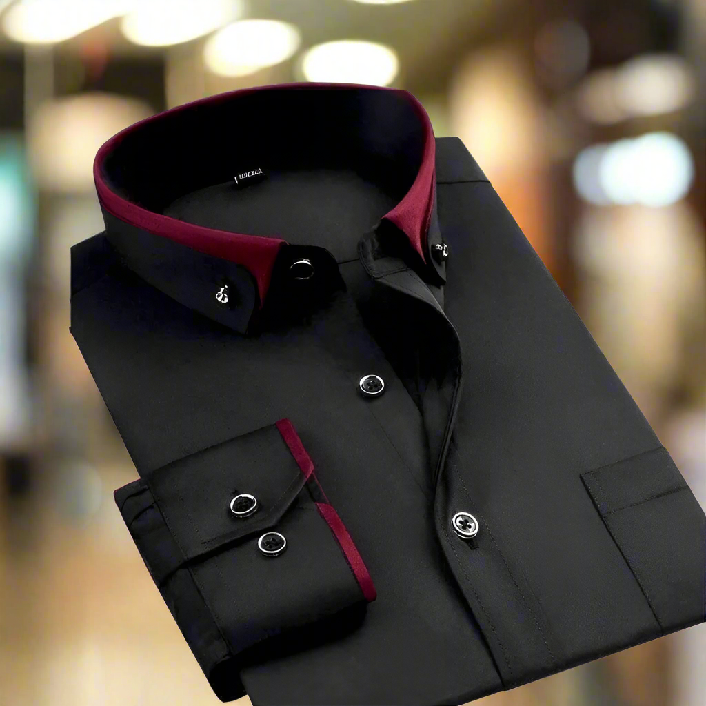 Long-sleeved shirt with contrast collar 0